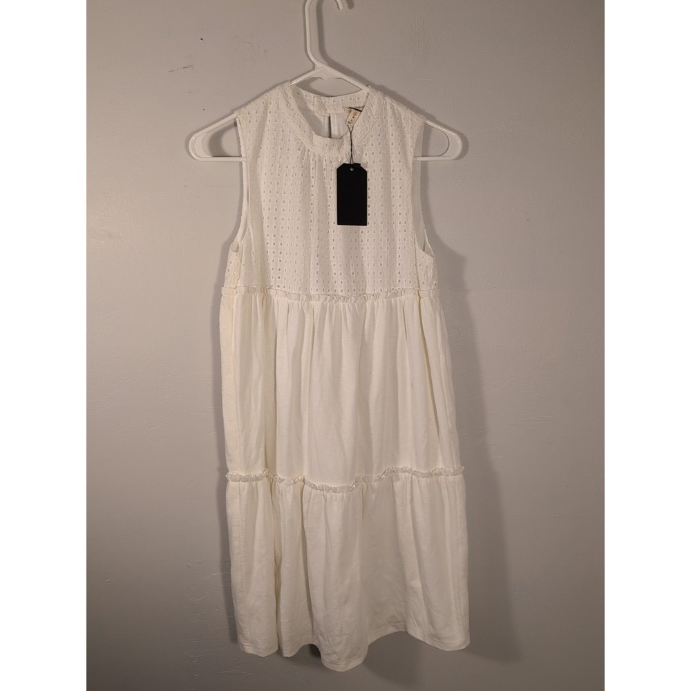 mo:vint New York dress Women Small white Ruffled Lined Dress - Picture 1 of 8